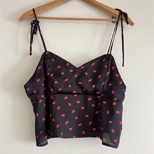 Y2k black satin babydoll cropped tank, Darlove Jones, size L